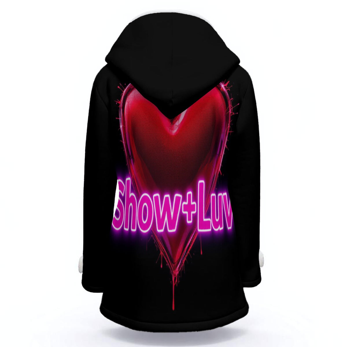 S+L "Floral Wreath" Women's Hooded Double-Breasted Winter Coat With Fleece