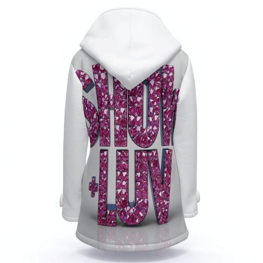 S+L "Crystal Flowers" Women's Hooded Double-Breasted Winter Coat With Fleece