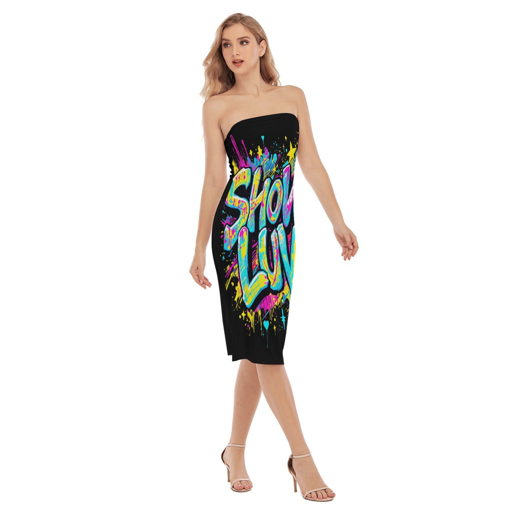 S+L "PAINT SPLATTER" Women's Side Split Tube Top Dress