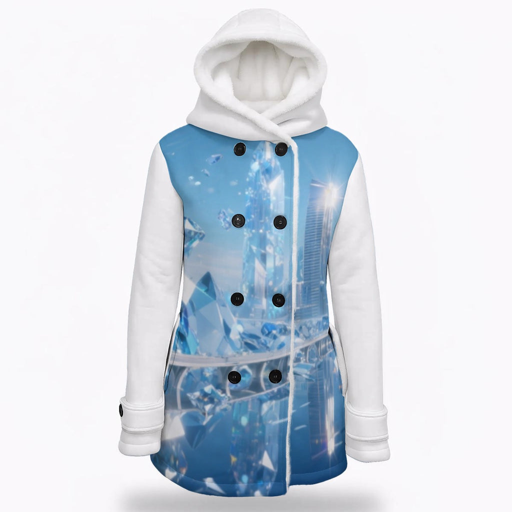 S+L Diamond City Women's Hooded Double-Breasted Winter Coat With Fleece