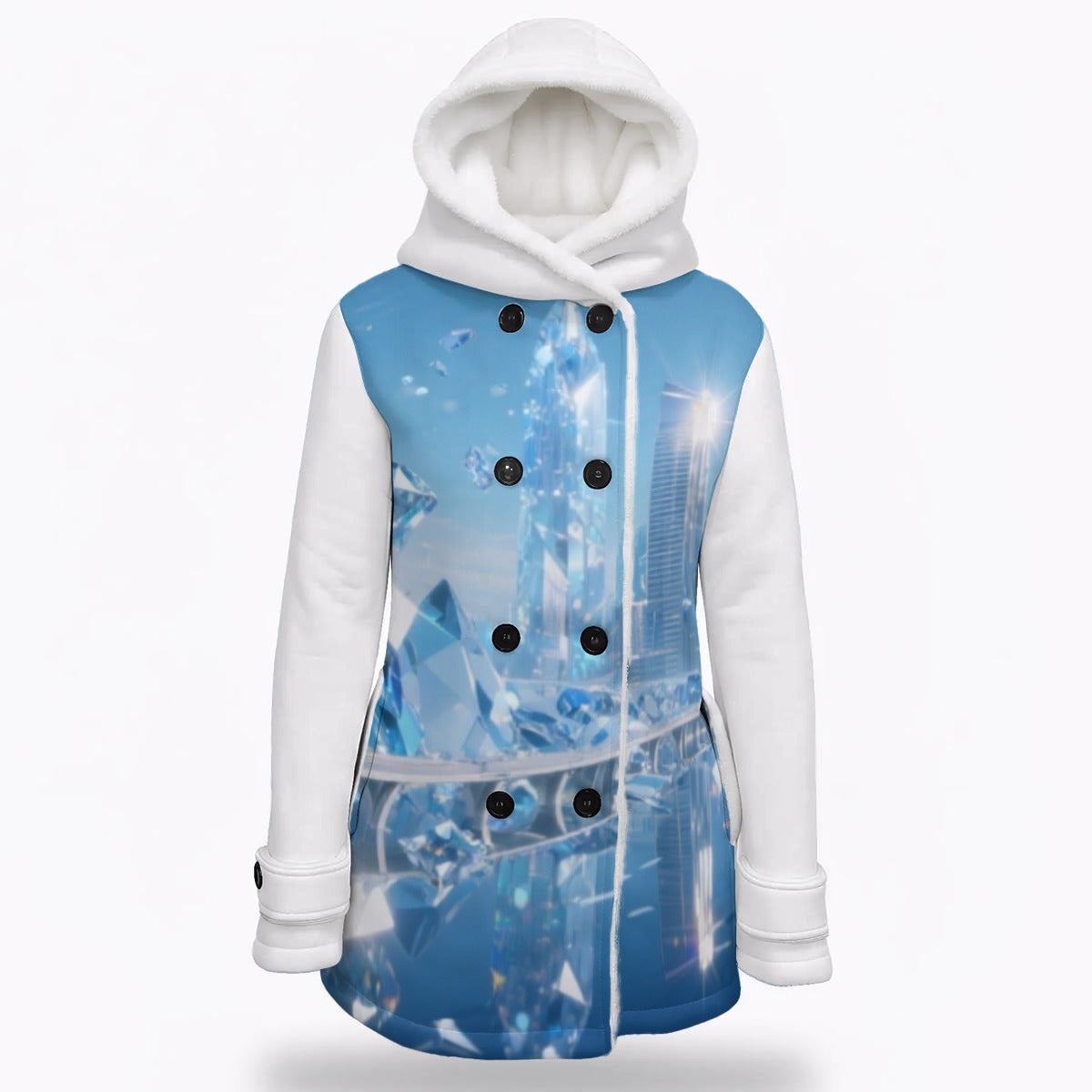 S+L Diamond City Women's Hooded Double-Breasted Winter Coat With Fleece