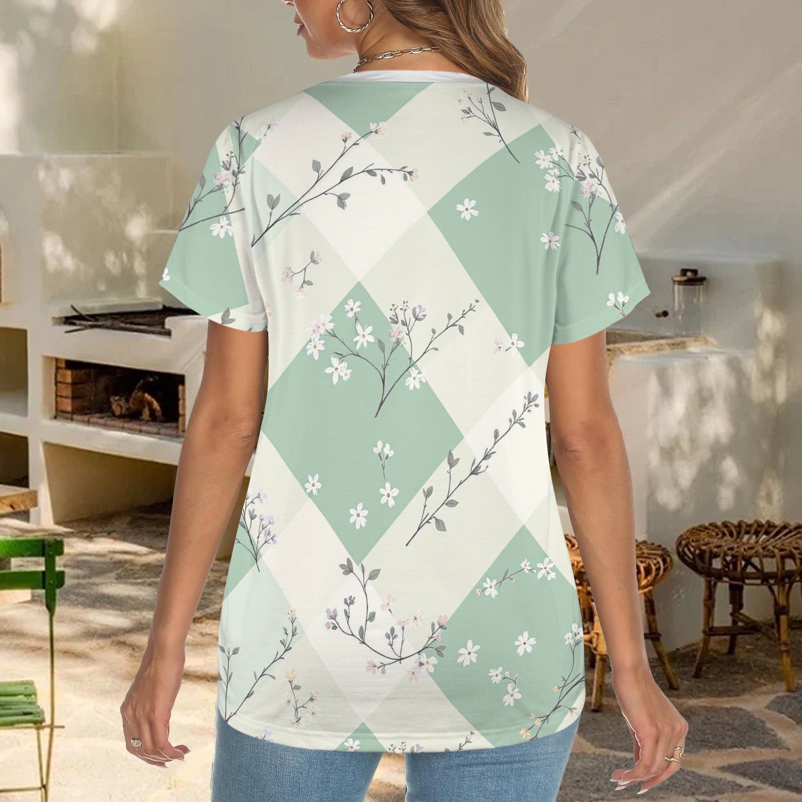 Modern gingham check pattern-T-shirt