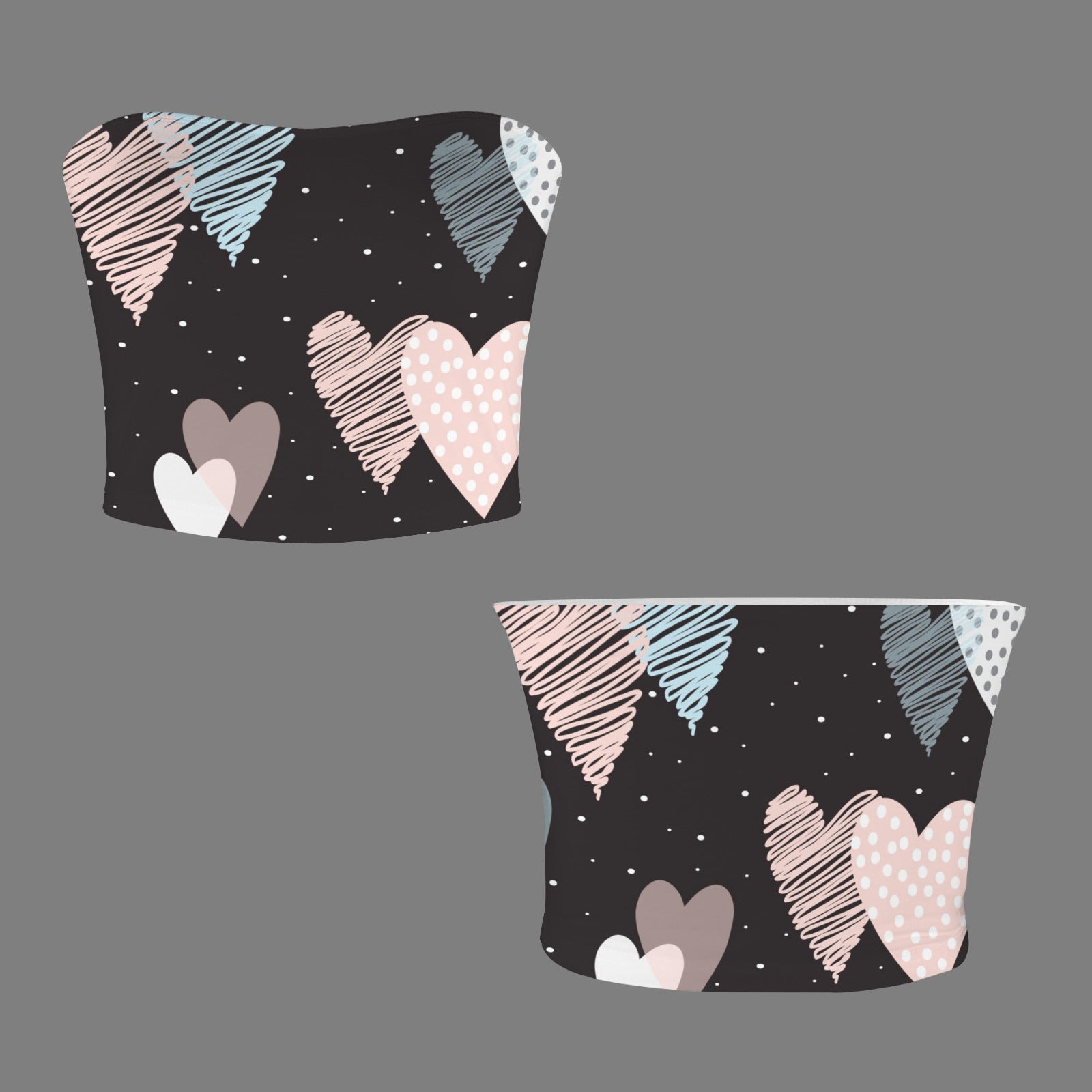 S+L Tube Crop Backless Heart Scribble