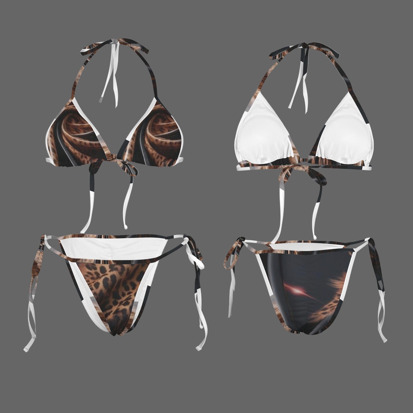 Cheetah Print Exclusive Halter String Bikini Set {2}