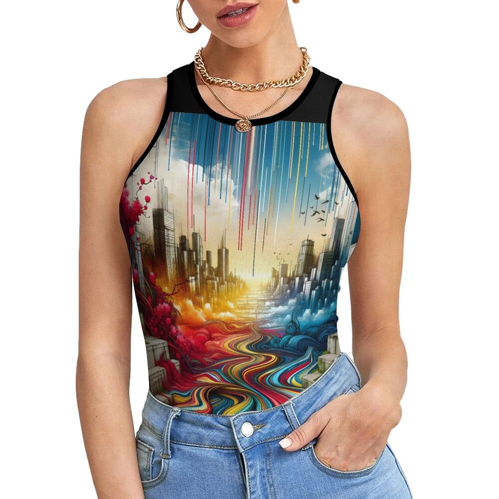 S+L Trippy City Short Tank Top NZ106
