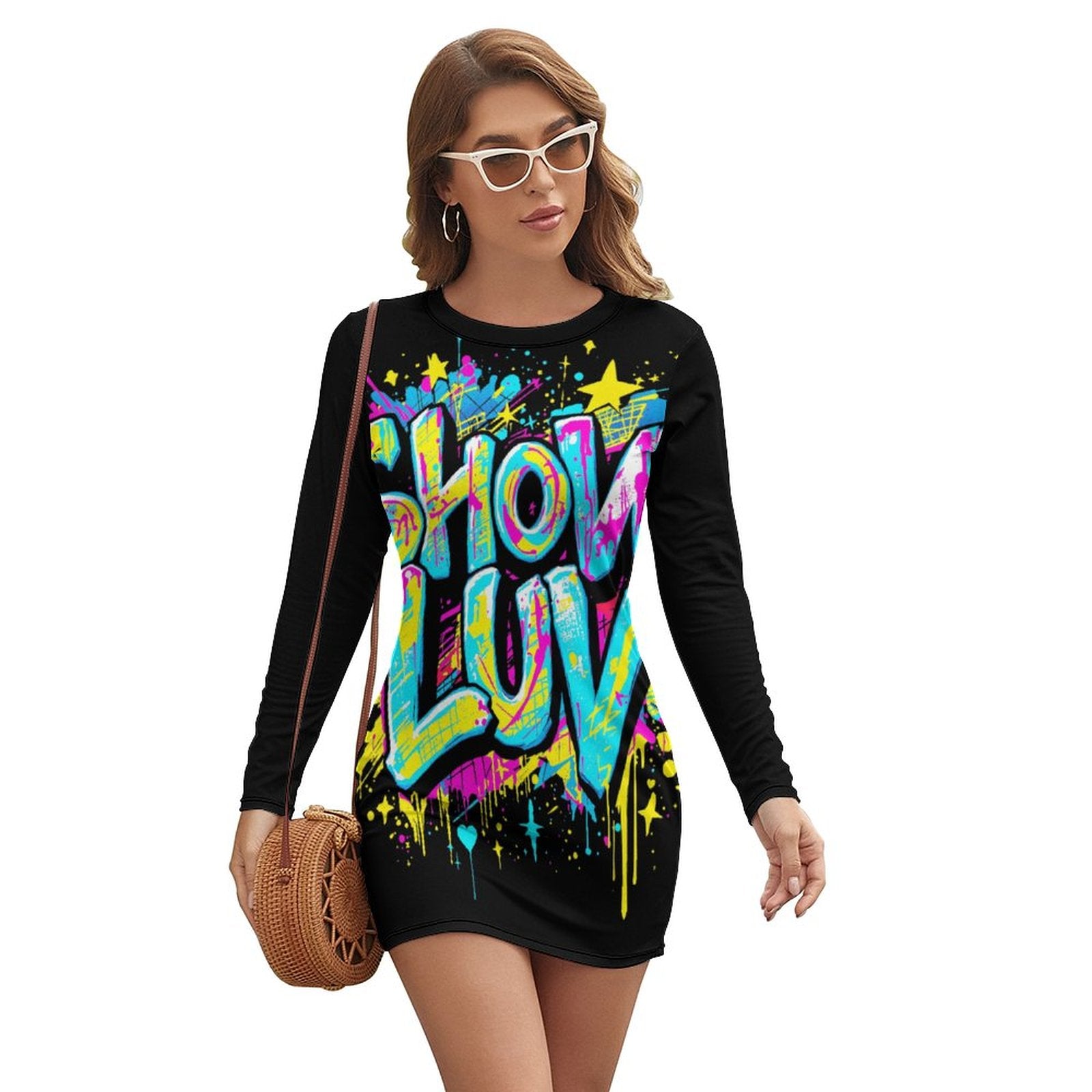 S+L Paint Splatter Long Sleeve Dress