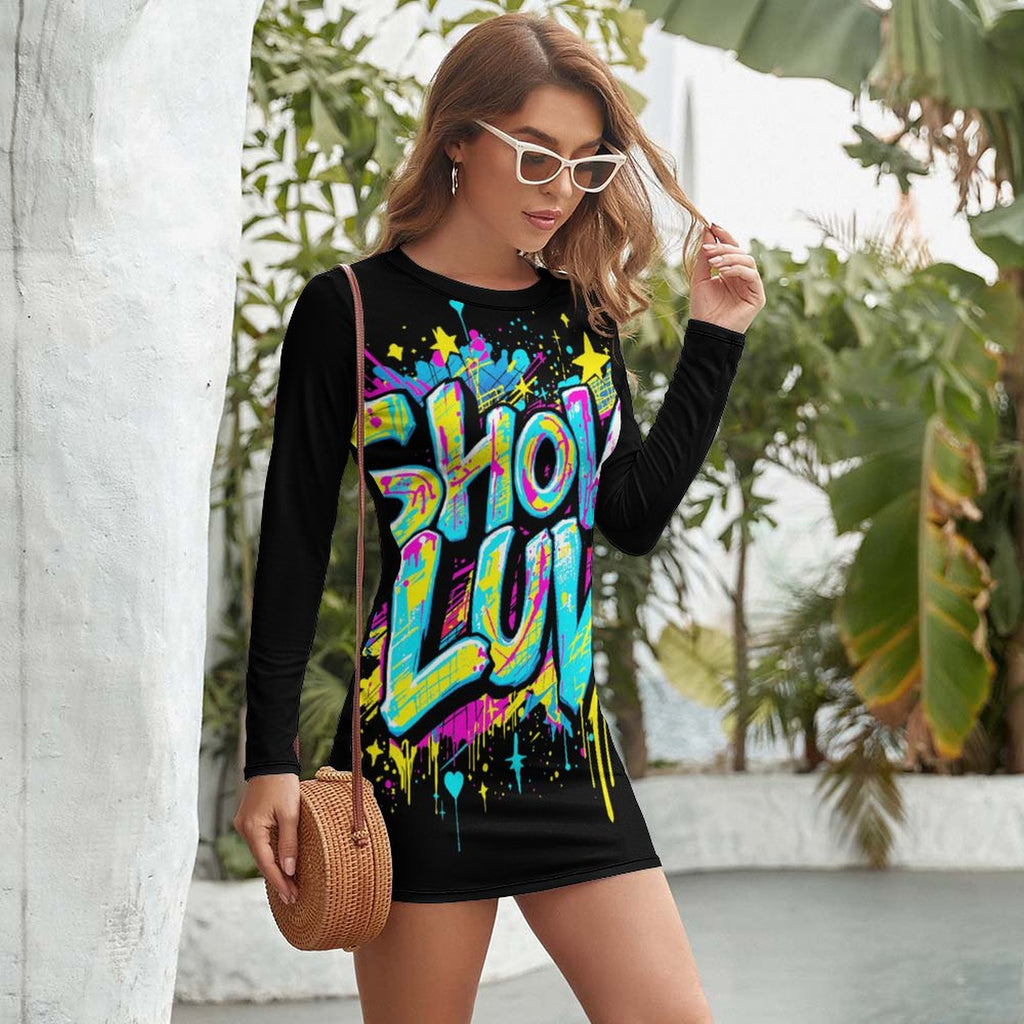 S+L Paint Splatter Long Sleeve Dress