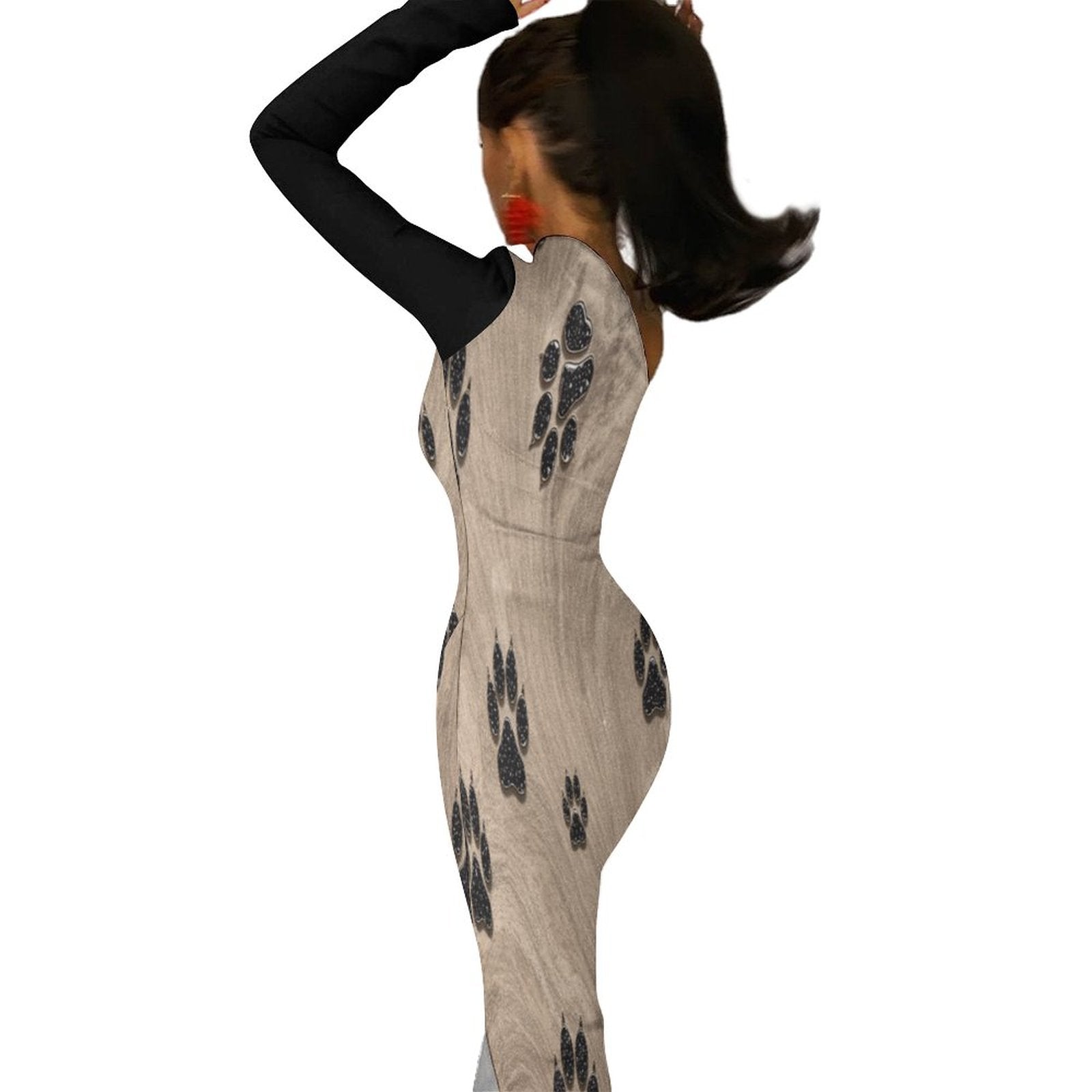 S+L "Cheetah Paws" One Shoulder Split Dress BIQ