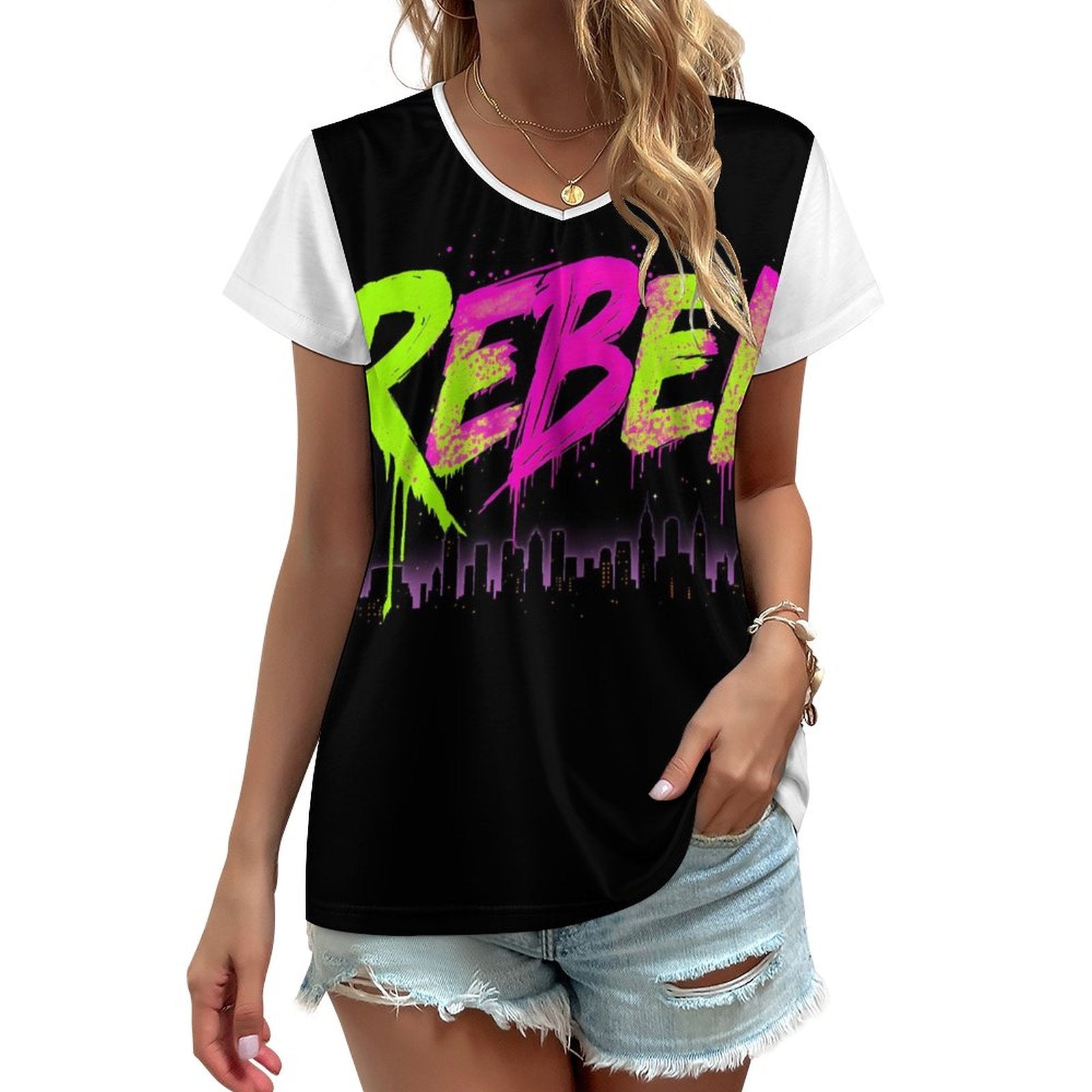 S+L REBEL V-neck Short Sleeve T-Shirt VT