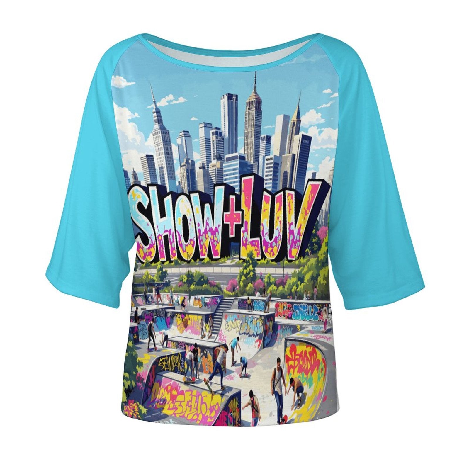 S+L Skate Park Women’s Off the Shoulder Half-Sleeve T-shirt BAT