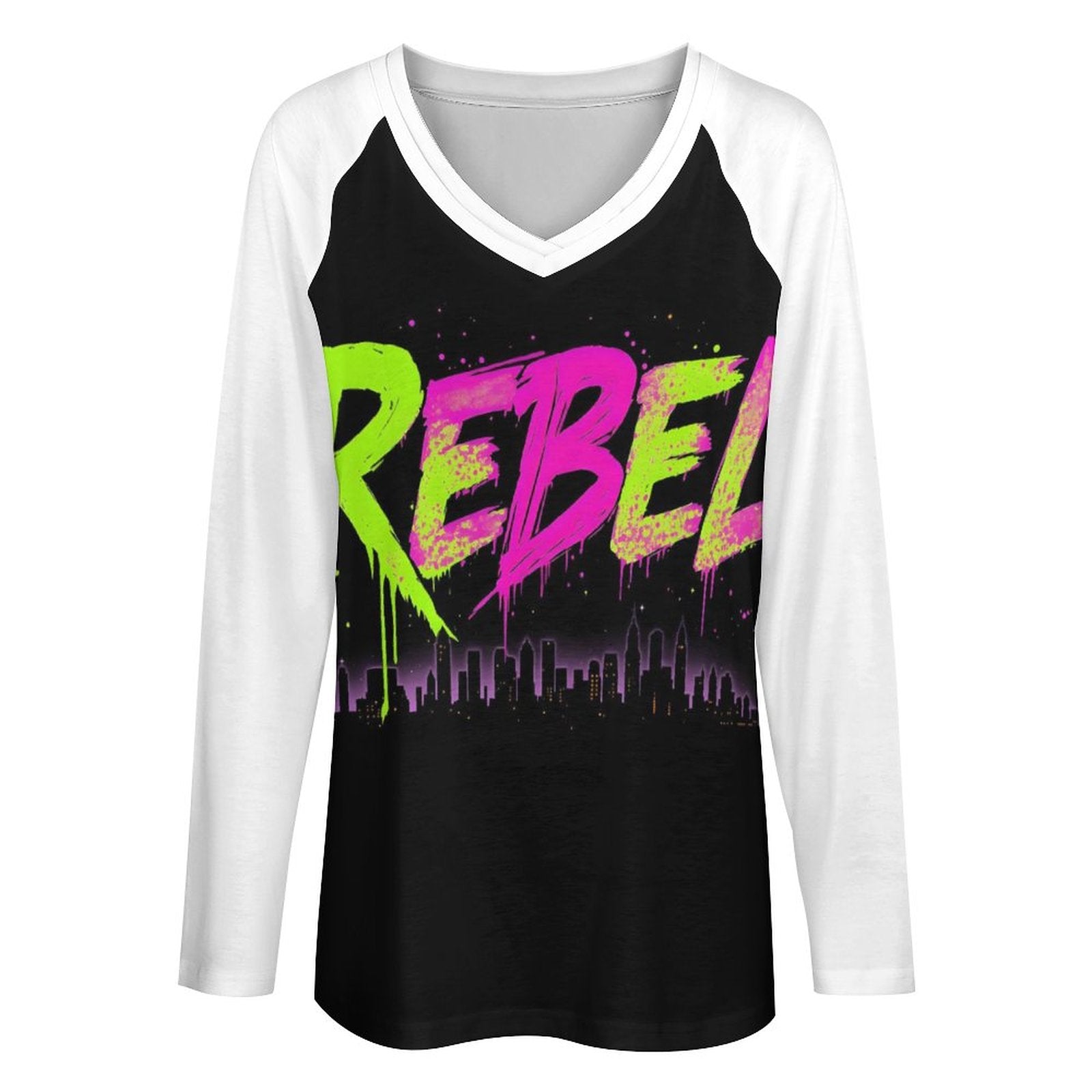 S+L REBEL V-neck Loose Long Sleeve T-shirt TLREV2