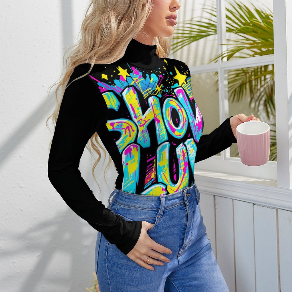 S+L Paint Splatter High-collar Long-sleeve Bodysuit NZ056